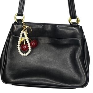 Tignanello Black Pebbled Leather Multi-Pocket Crossbody Y2K Minimalist
